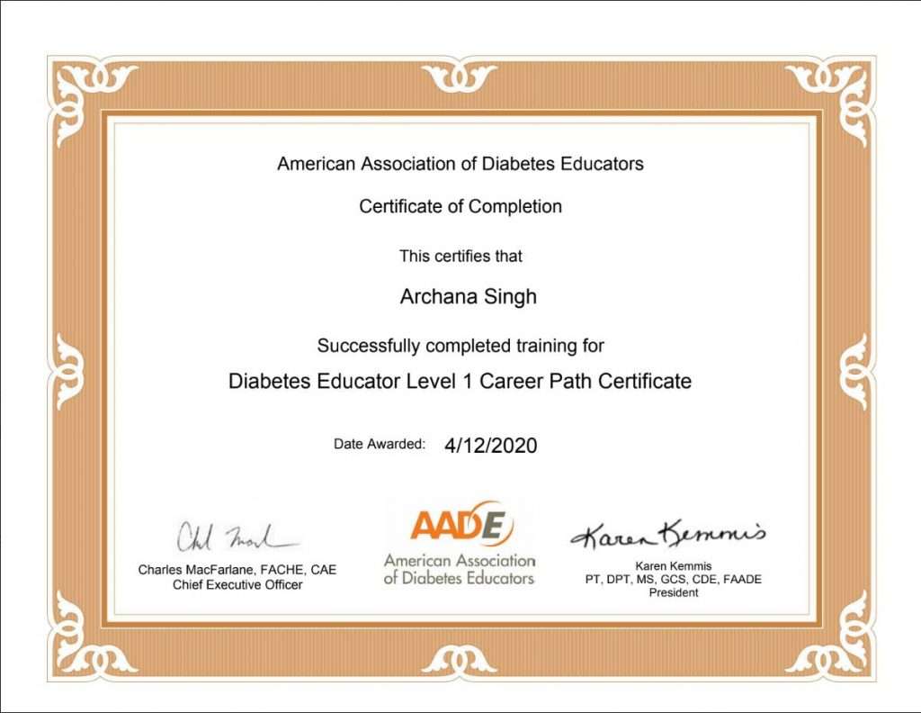 diabetes education level1 career path certificate
