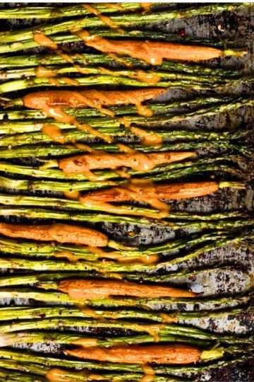 roasted carrots and asparagus featured