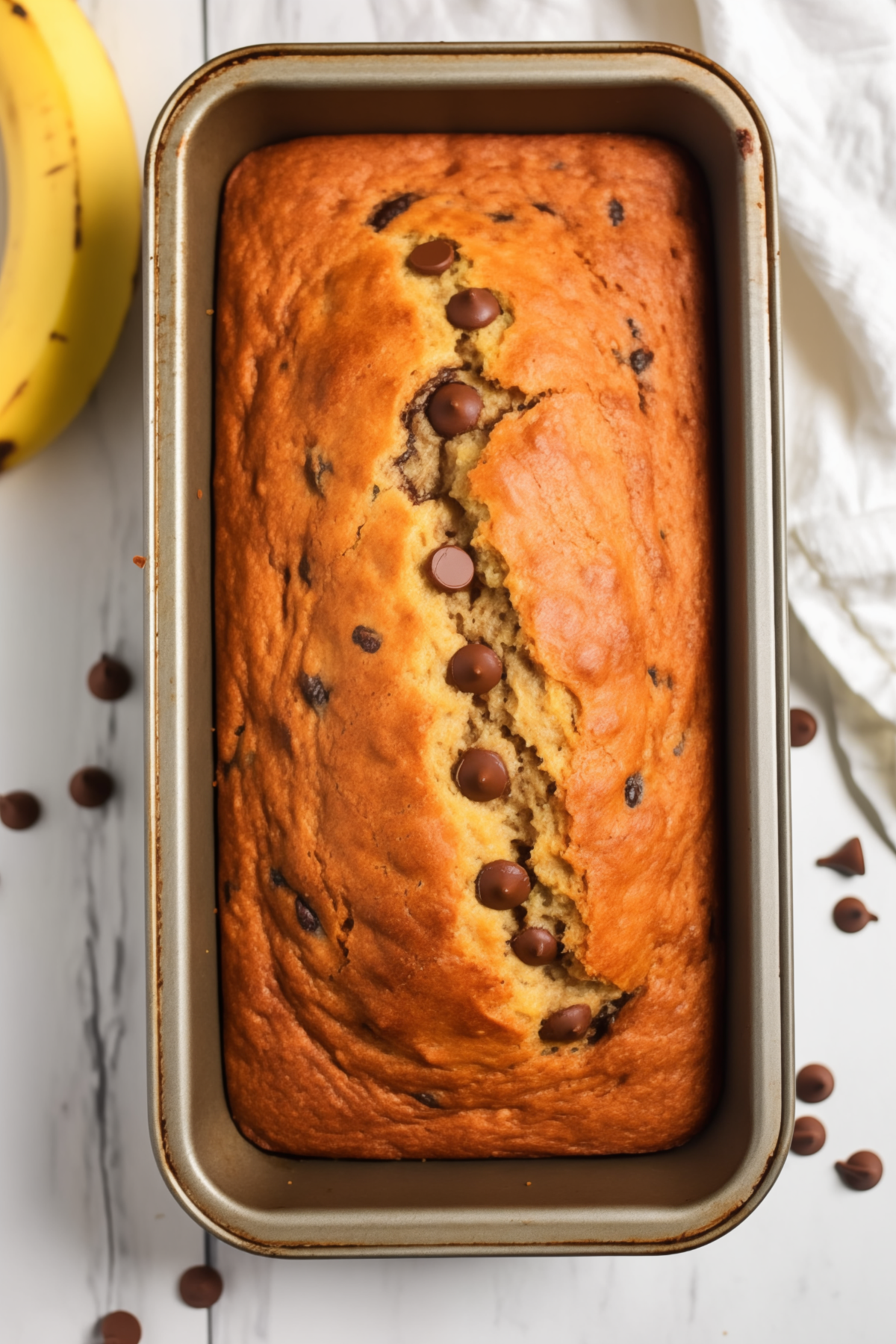 Diabetes friendly banana bread in a loaf pan.